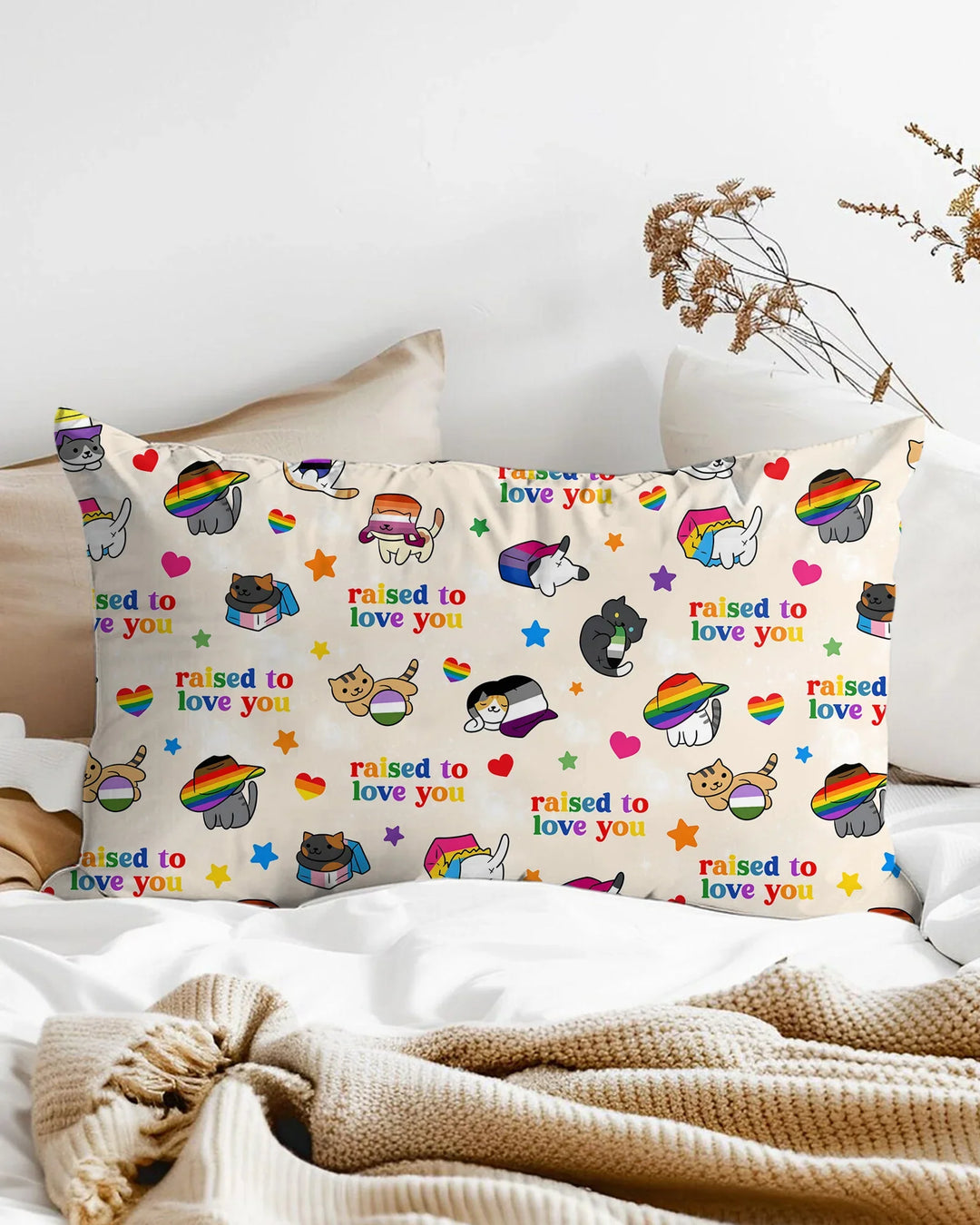 Rainbow Paws Family Matching Bamboo Pillow Case