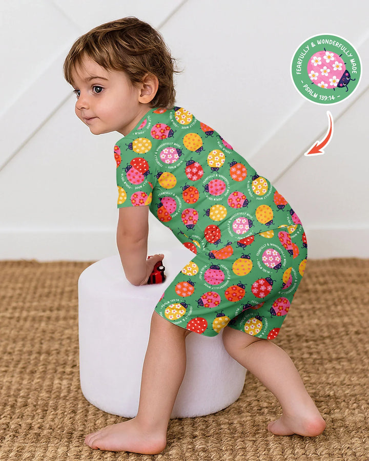 Conjunto de Pijama de Dos Piezas de Bambú con Mangas Cortas y Pantalones Cortos