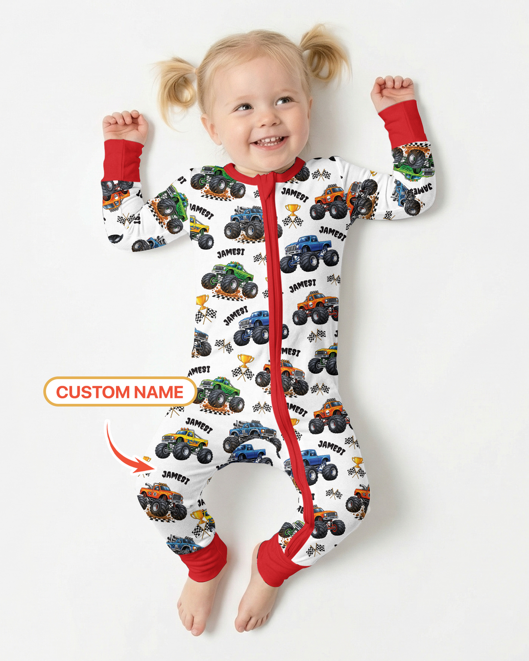 Custom Name Monster Trucks Bamboo Convertible Zippy