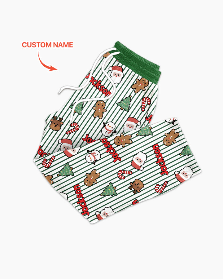 Custom Name Funny Christmas Crossing Bamboo Men's Pajama Set