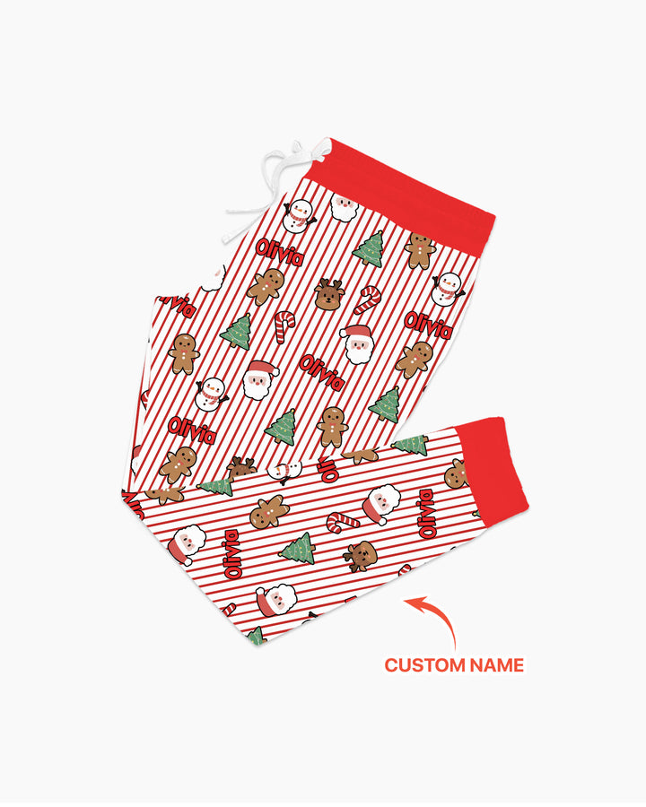 Custom Name Funny Christmas Crossing Bamboo Women Pajama Set