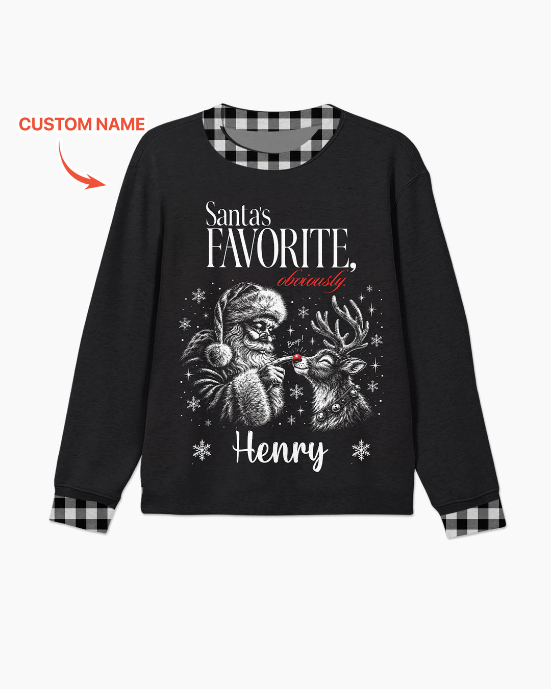 Custom Name Santa's Favorite Buffalo Plaid Bamboo Men's Pajama Set
