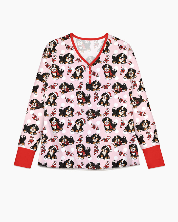 Holiday Bernese Mountain Christmas Dog Bamboo Women Pajama Set