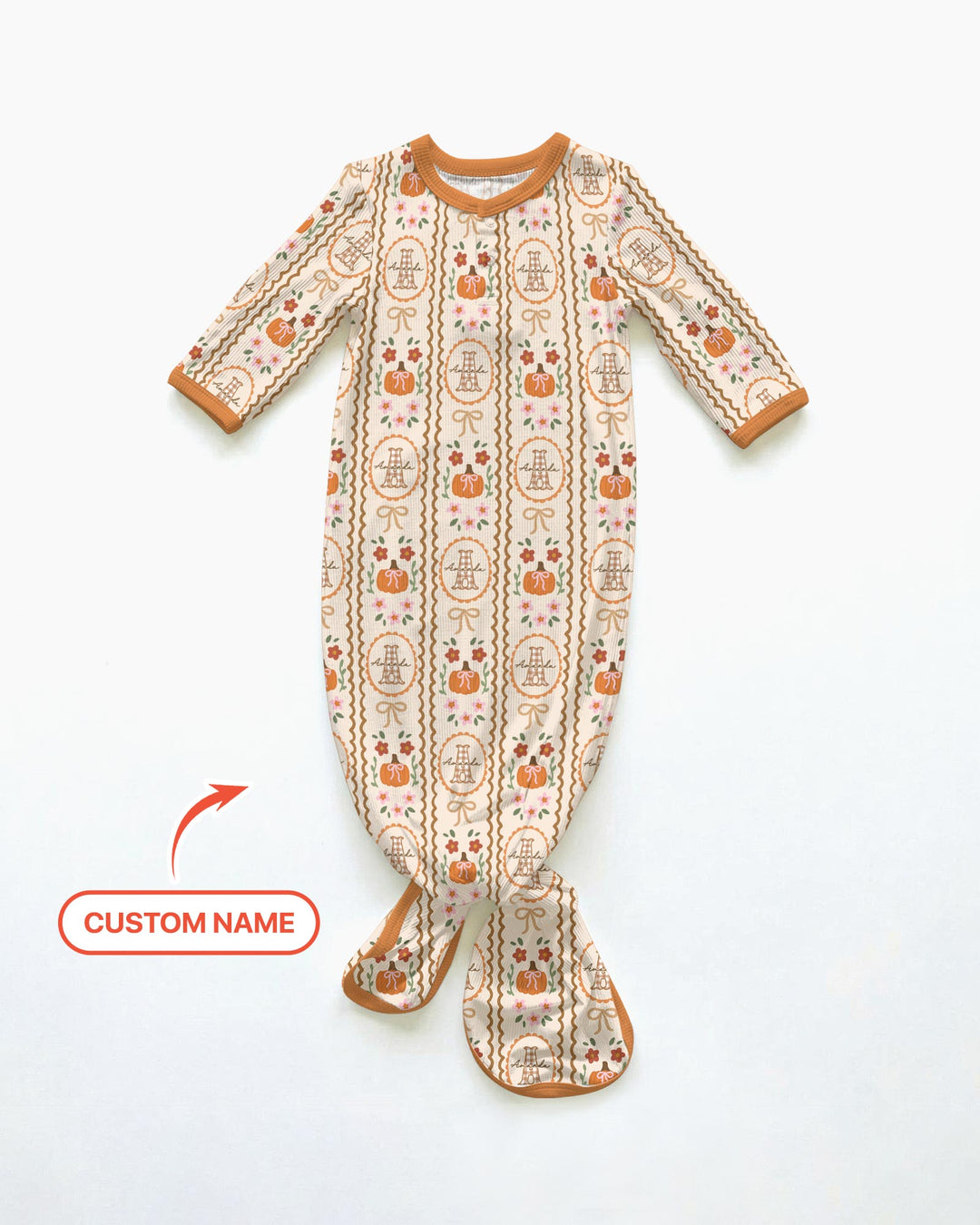 Custom Name Pumpkin Cottage Bamboo Knot Gown