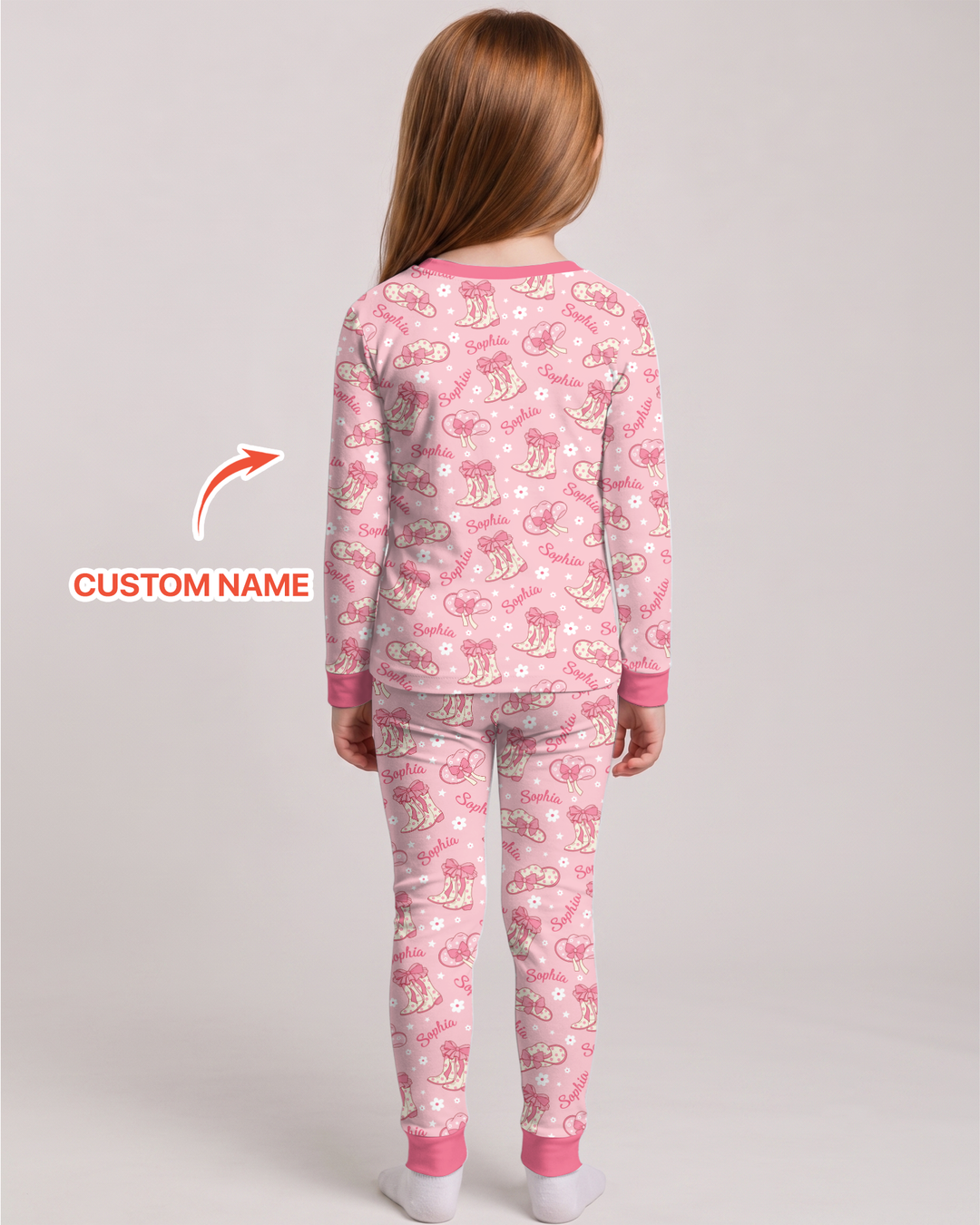 Personalized Family's Little Cowgirl Bamboo Two Piece Long Sleeve Pajama Set