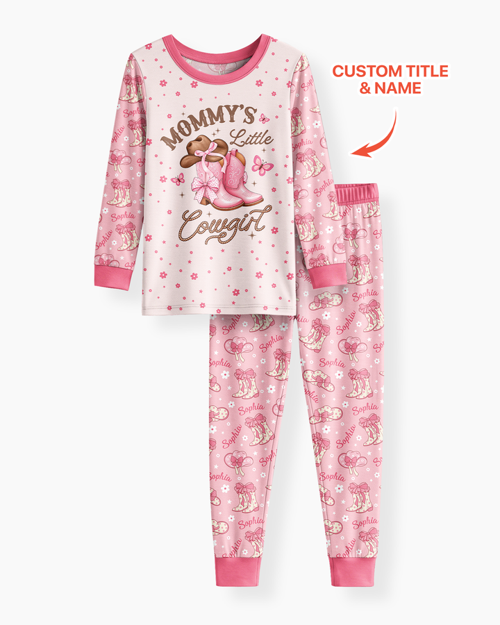 Personalized Family's Little Cowgirl Bamboo Two Piece Long Sleeve Pajama Set