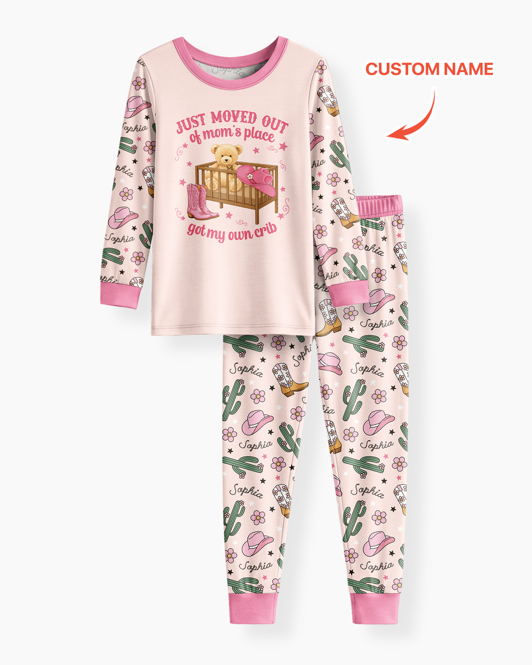 Custom Name Western Moved Out of My Mom's & Place Got My Own Crib Bamboo Two Piece Long Sleeve Pajama Set