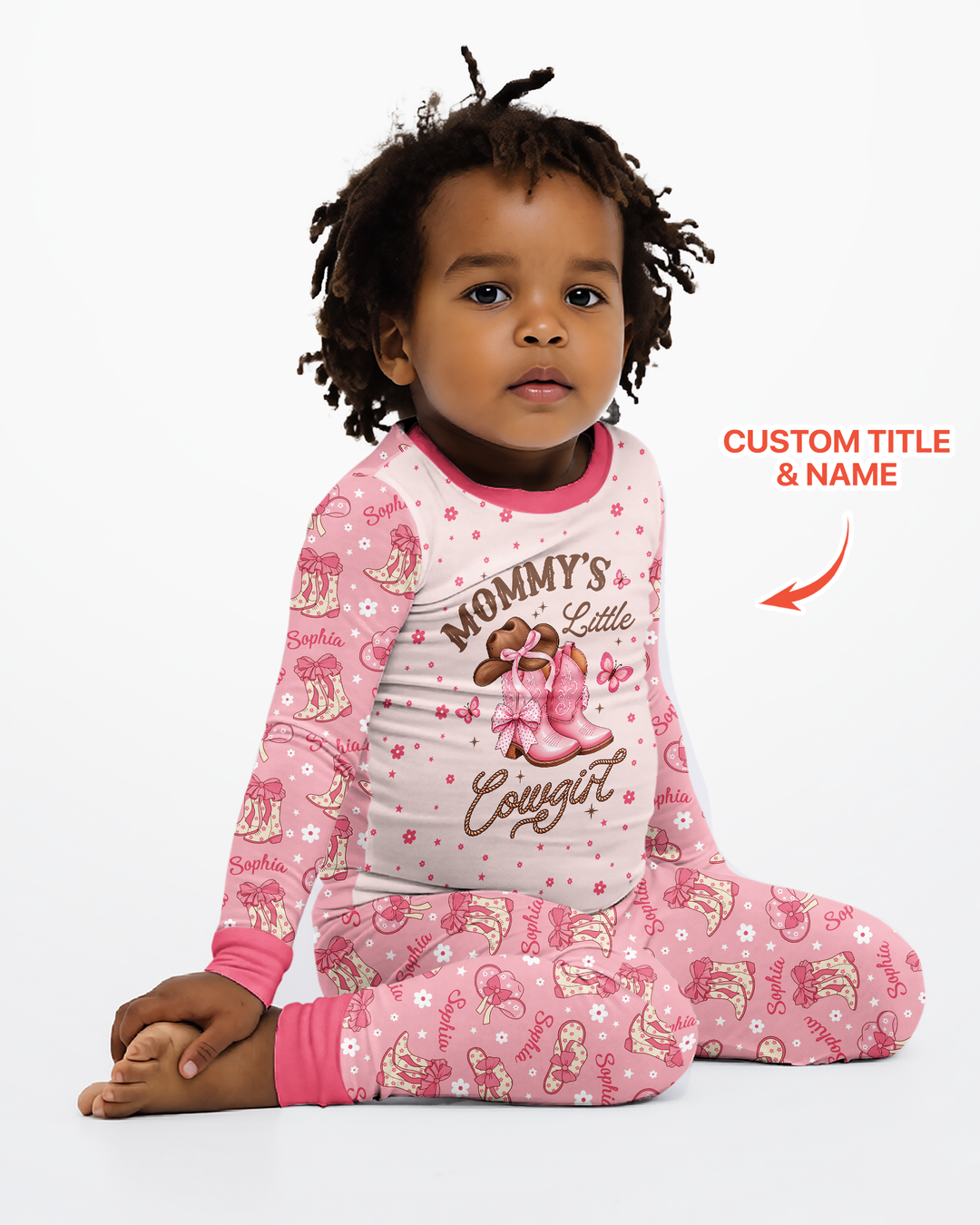 Personalized Family's Little Cowgirl Bamboo Two Piece Long Sleeve Pajama Set