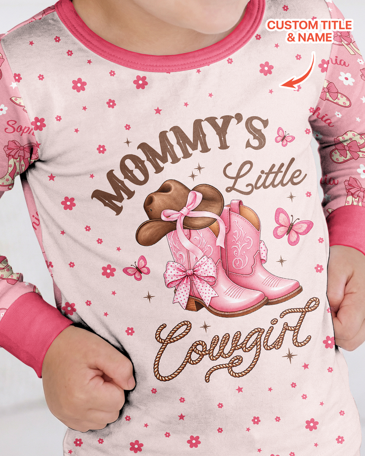 Personalized Family's Little Cowgirl Bamboo Two Piece Long Sleeve Pajama Set