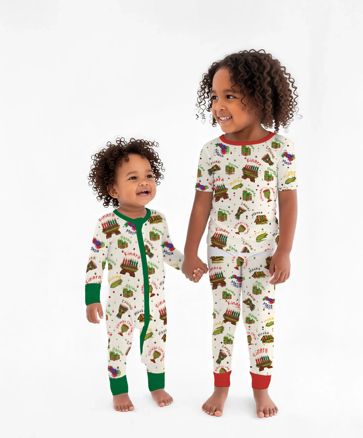 Happy Kwanzaa Family Matching Two Piece Short Sleeve Pajama Set