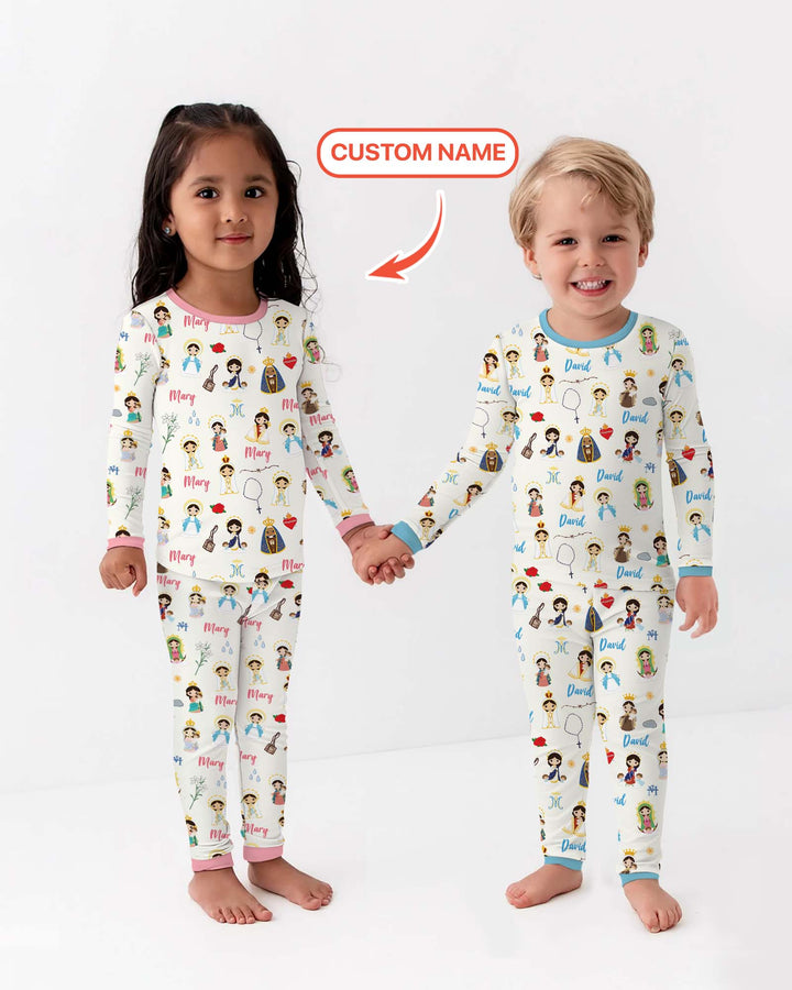 Zweiteiliges Langarm-Pyjama-Set mit Sommerfrüchten