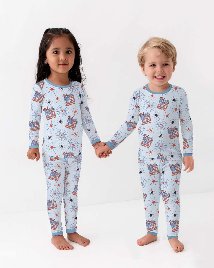 Red White and 250th Anniversary Bamboo Two Piece Long Sleeve Pajama Set