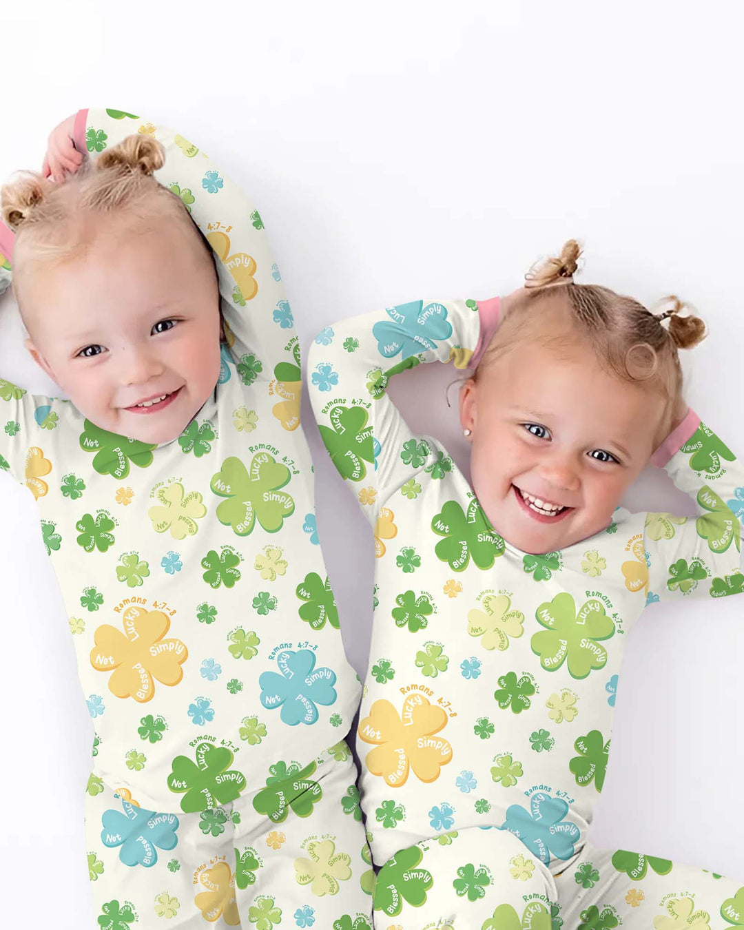 Shamrocks Print St. Patrick's Day Two Piece Long Sleeve Pajama Set