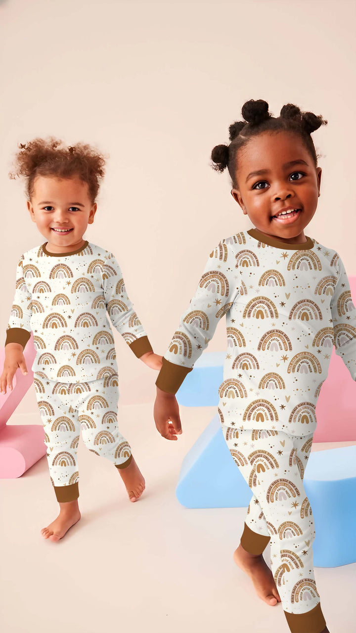 Back Lives Matter Rainbow Two Piece Long Sleeve Pajama Set