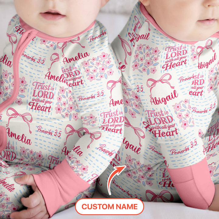 Trust The Lord With All Your Heart Custom Name Convertible Zippy