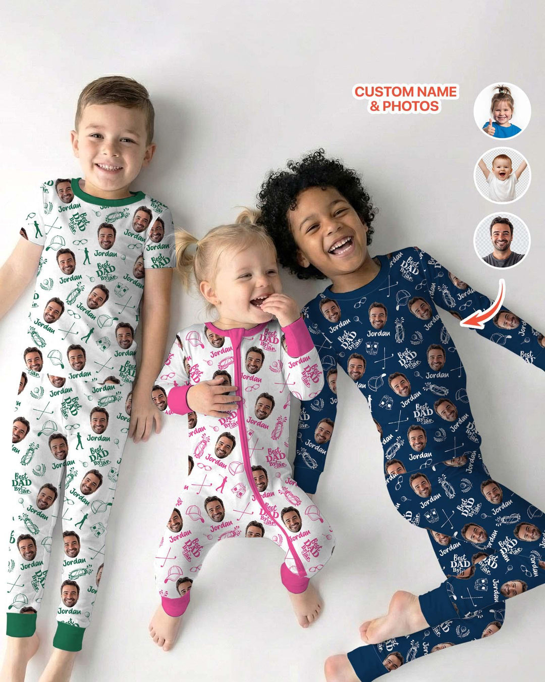 Custom Photo Best Dad By Par Bamboo Two Piece Short Sleeve Pajama Set