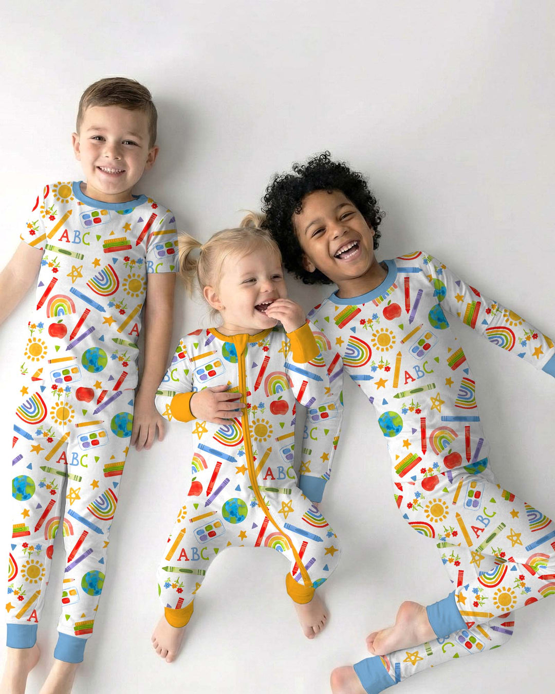 School Scribbles Bamboo Two Piece Long Sleeve Pajama Set