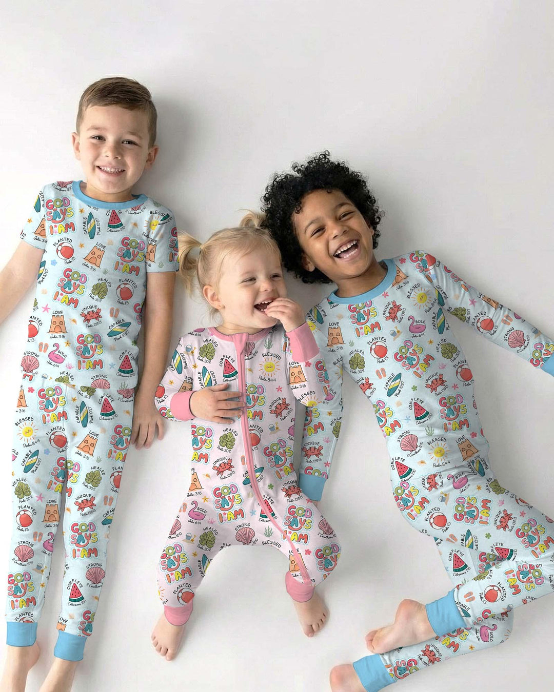 Ocean Breeze, God Says I Am  Bamboo Two Piece Long Sleeve Pajama Set