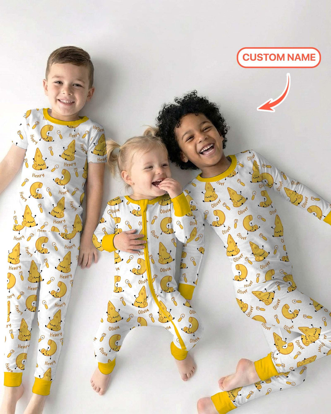 Custom Name Mac & Cheese Club Bamboo Two Piece Long Sleeve Pajama Set