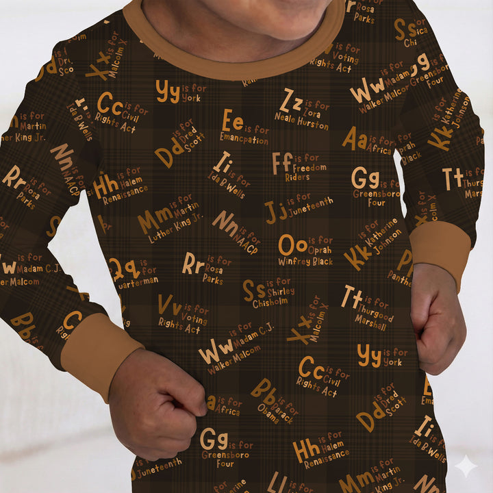 Black History Alphabet Two Piece Long Sleeve Pajama Set