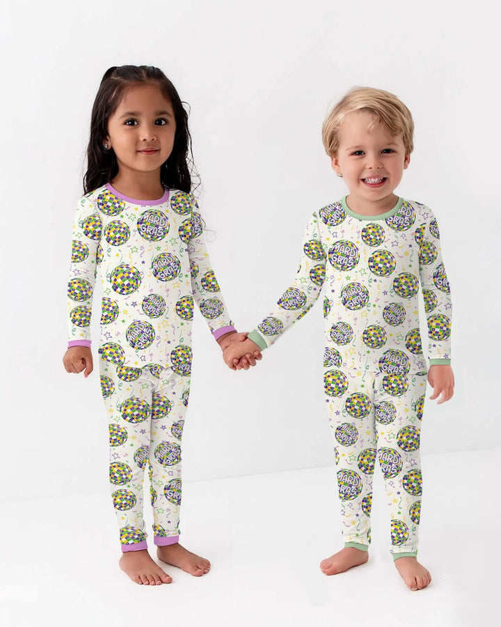 Mardi Gras Disco Ball Two Piece Long Sleeve Pajama Set