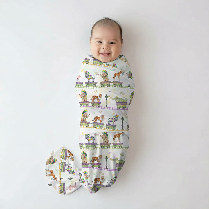 Mardi Gras Jungle Krewe Swaddle Blanket