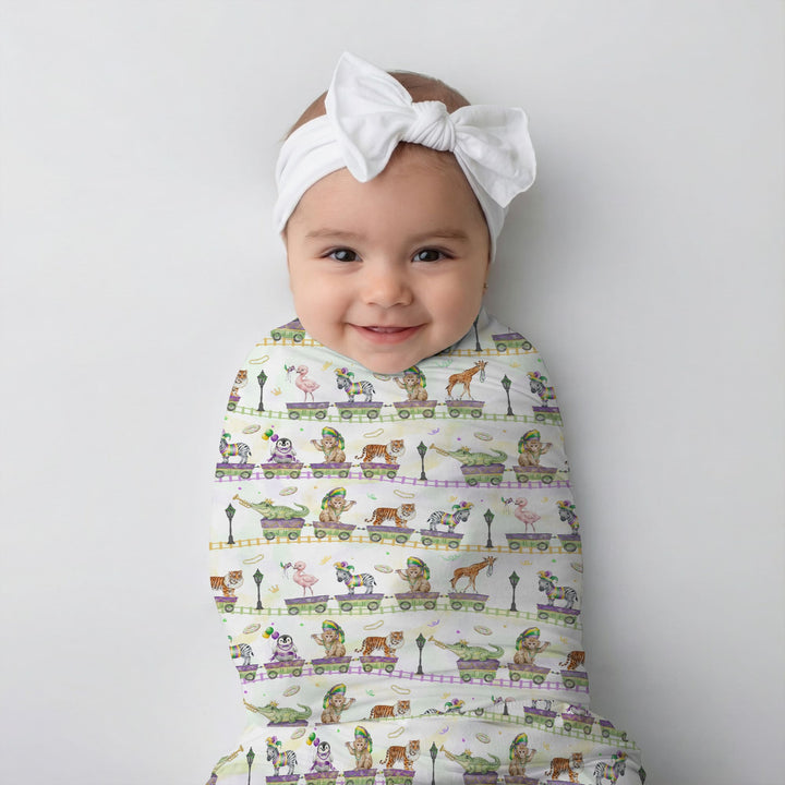 Mardi Gras Jungle Krewe Swaddle Blanket