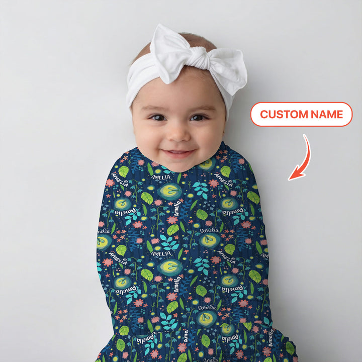 Nighttime Bugs Custom Name Swaddle Blanket