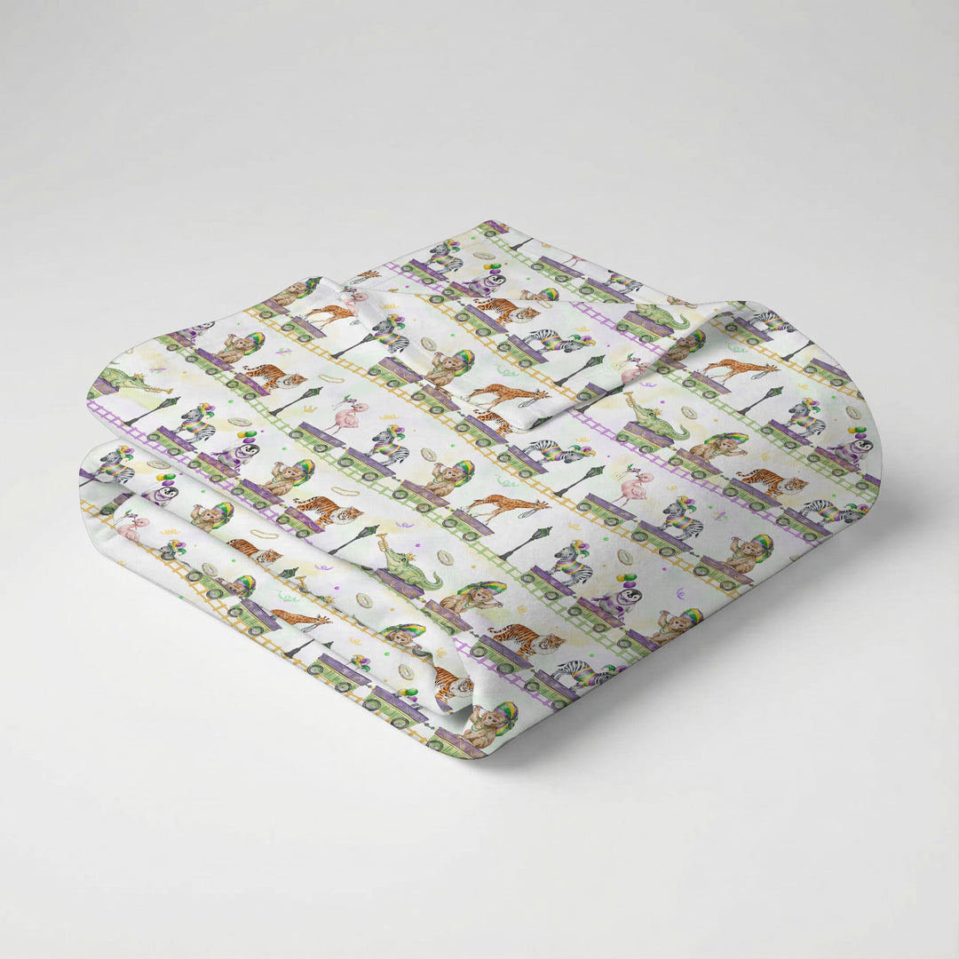 Mardi Gras Jungle Krewe Swaddle Blanket