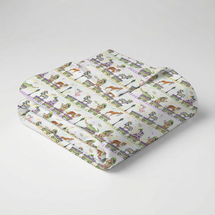 Mardi Gras Jungle Krewe Swaddle Blanket