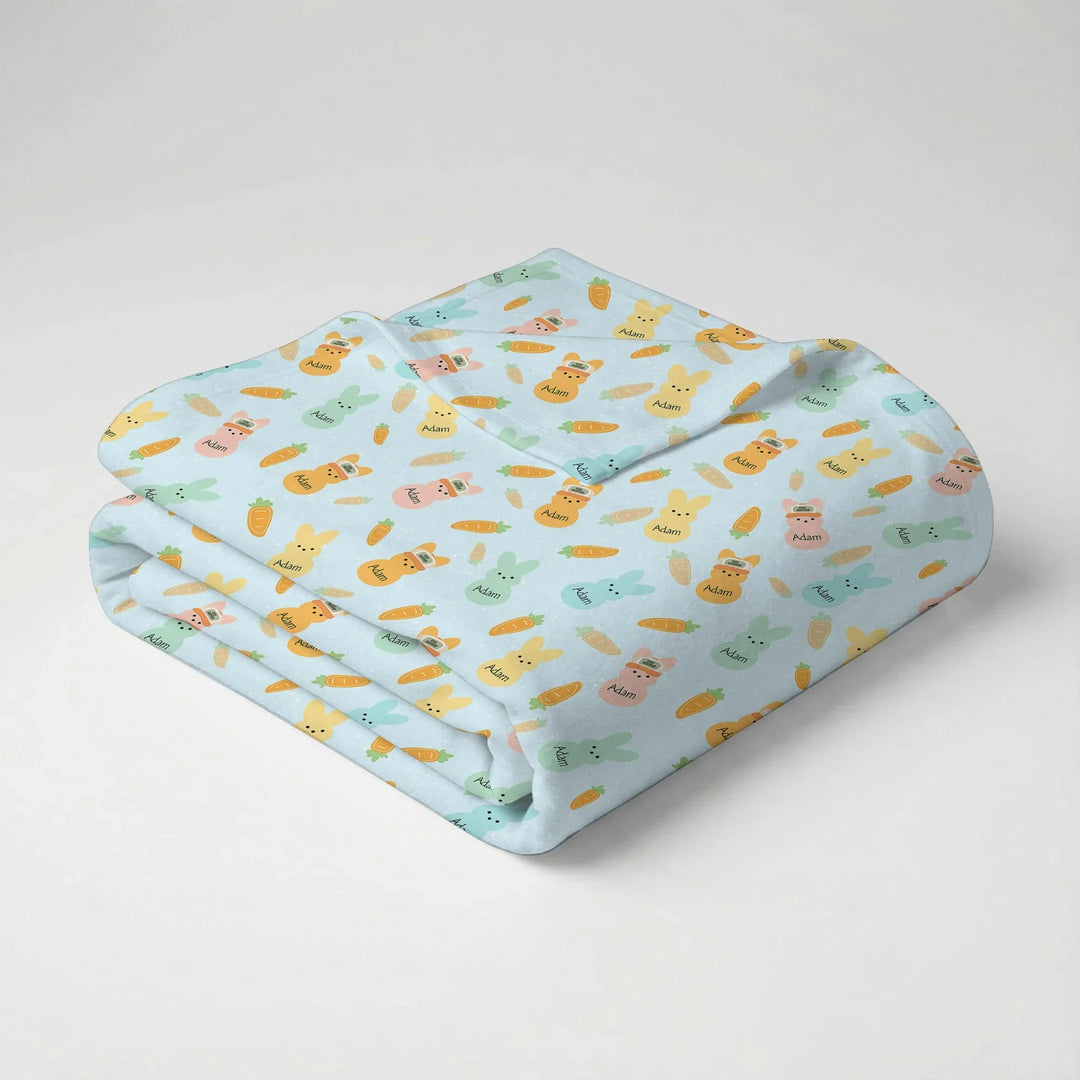 Custom Name Easter Bunny swaddle blanket