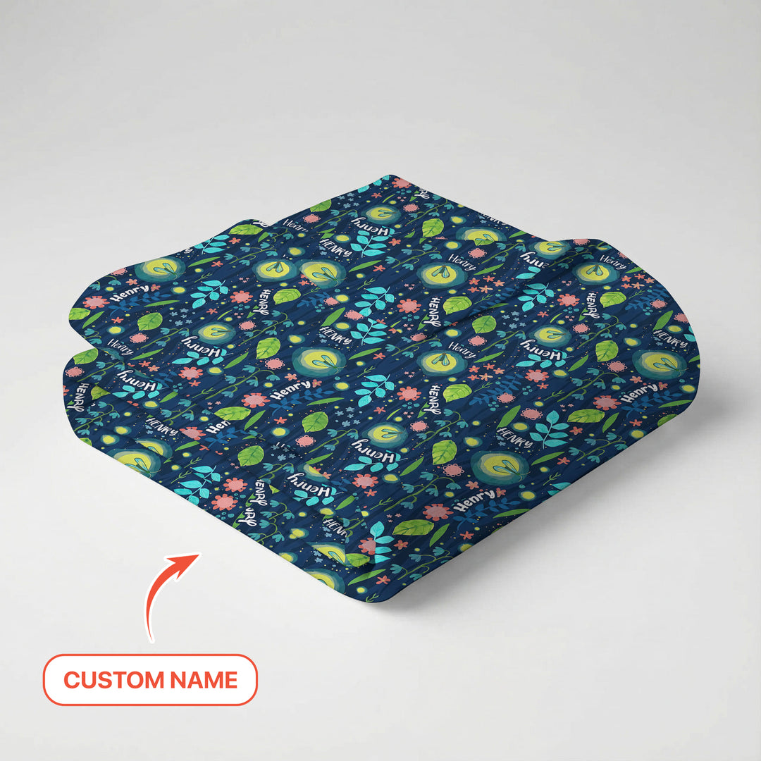 Nighttime Bugs Custom Name Swaddle Blanket