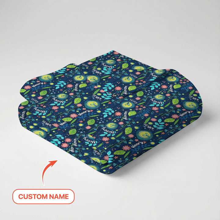 Nighttime Bugs Custom Name Swaddle Blanket
