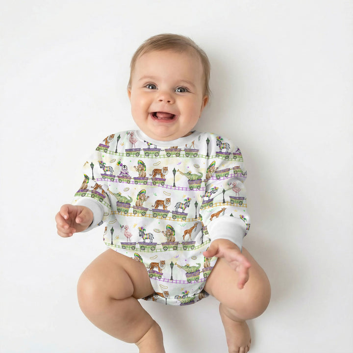Mardi Gras Jungle Krewe Bubble Romper