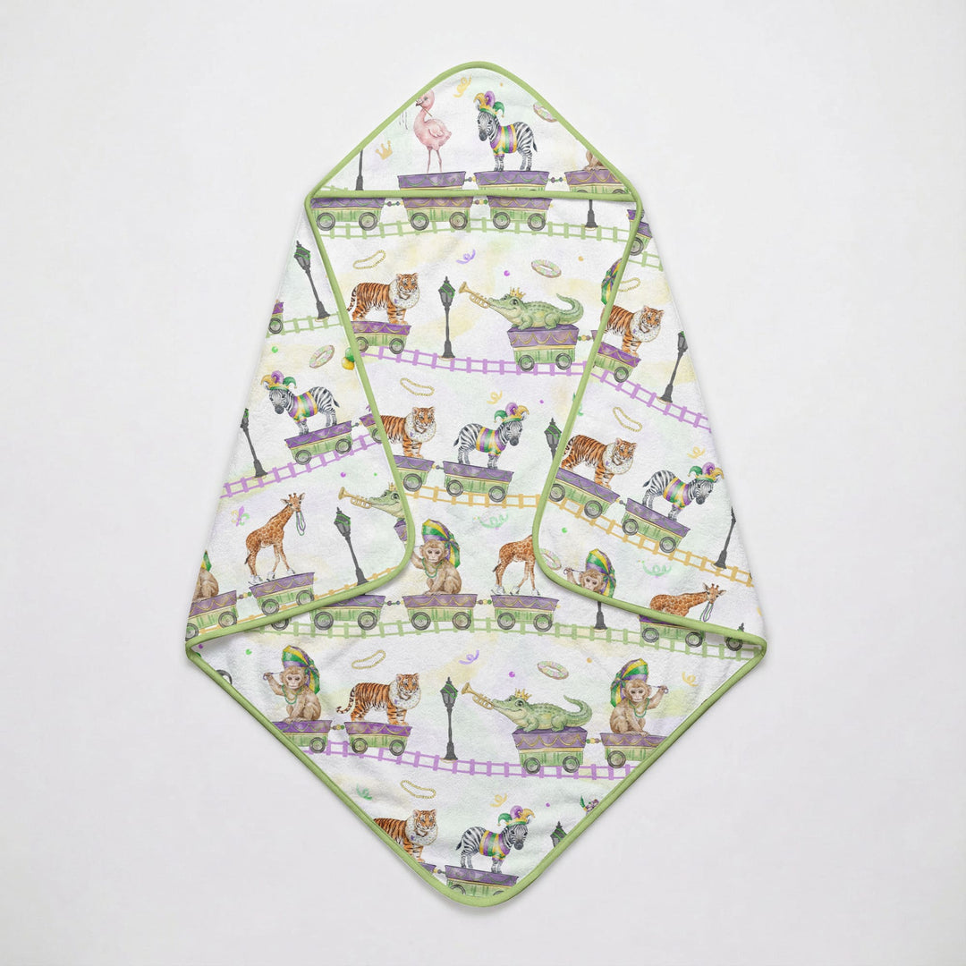 Mardi Gras Jungle Krewe Hooded Towel Set