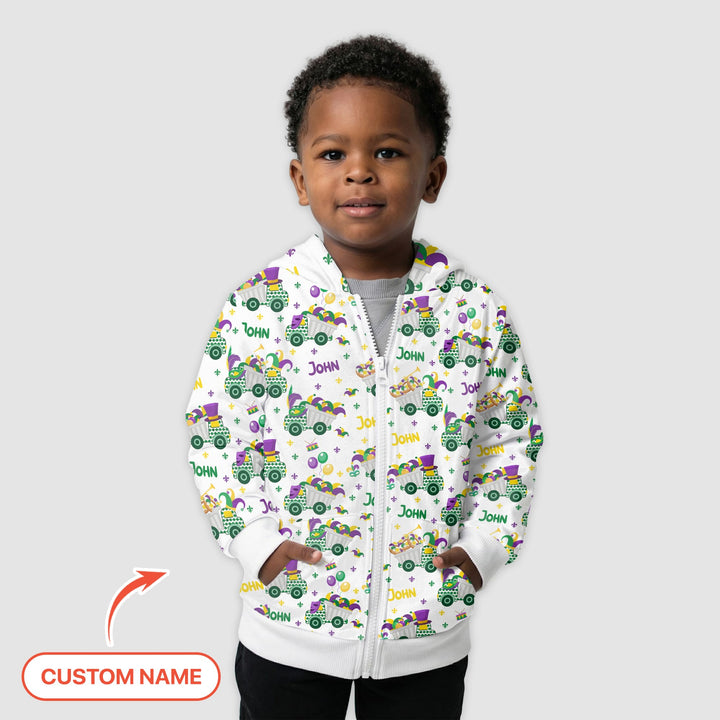 Mardi Gras Trucks Zip Hoodie