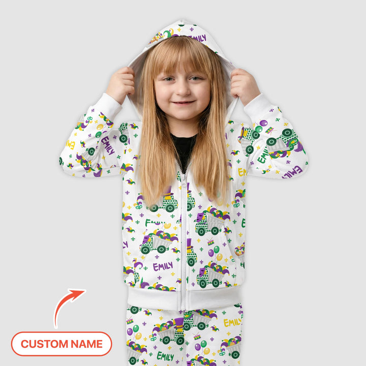 Mardi Gras Trucks Zip Hoodie