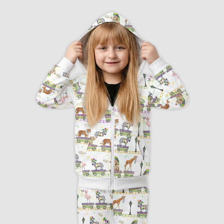 Mardi Gras Jungle Krewe Zip Hoodie