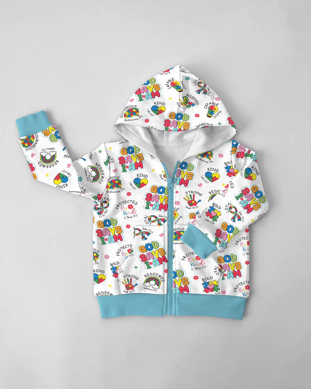 God Says I Am Autism Awareness Bamboo Zip Hoodie