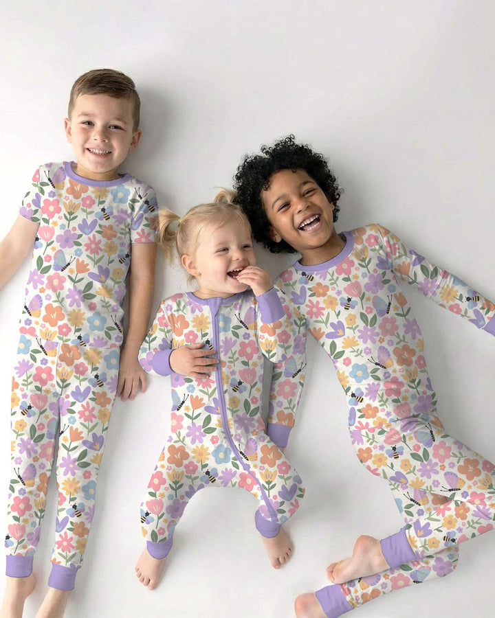 Flower Gardens Bamboo Two Piece Short Sleeve Pajama Set