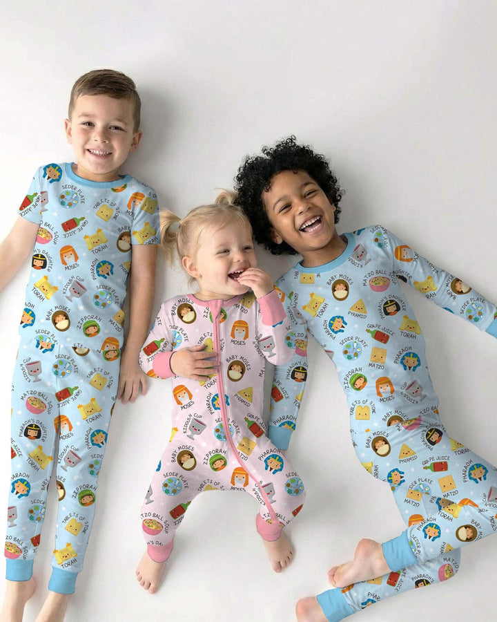Cute Passover Characters Two Piece Long Sleeve Pajama Set