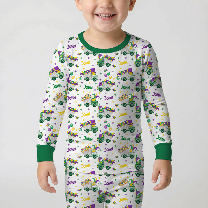 Mardi Gras Trucks Two Piece Long Sleeve Pajama Set