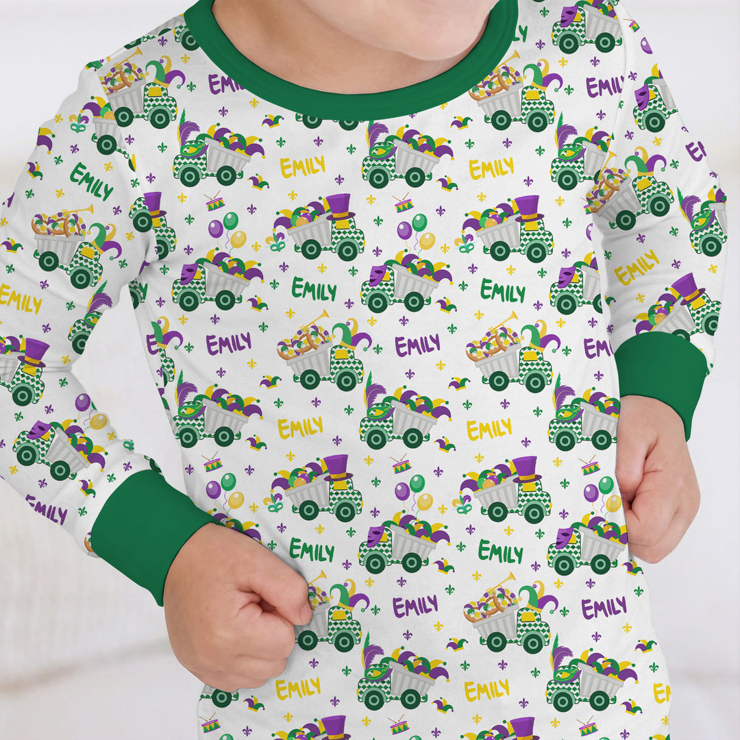 Mardi Gras Trucks Two Piece Long Sleeve Pajama Set