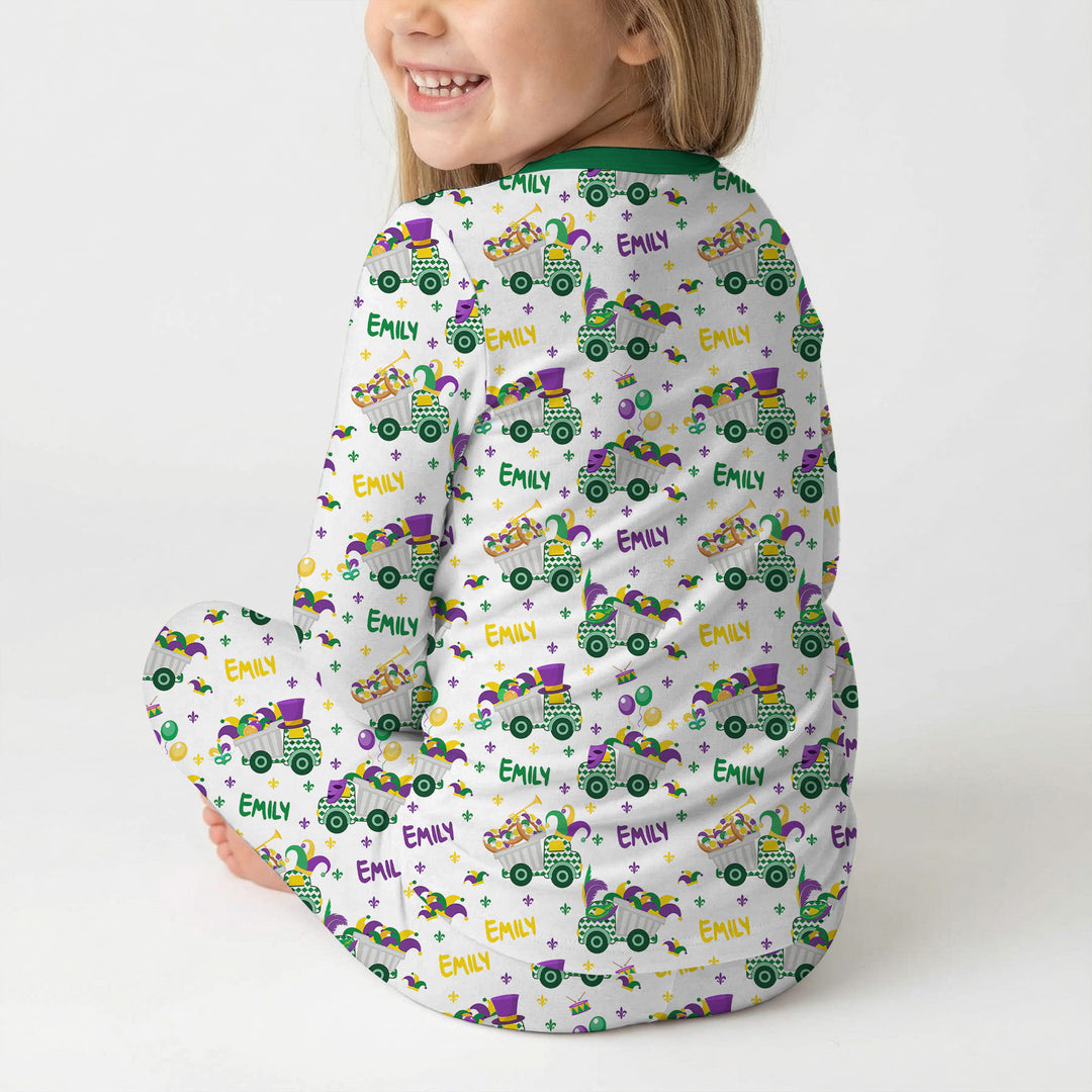 Mardi Gras Trucks Two Piece Long Sleeve Pajama Set