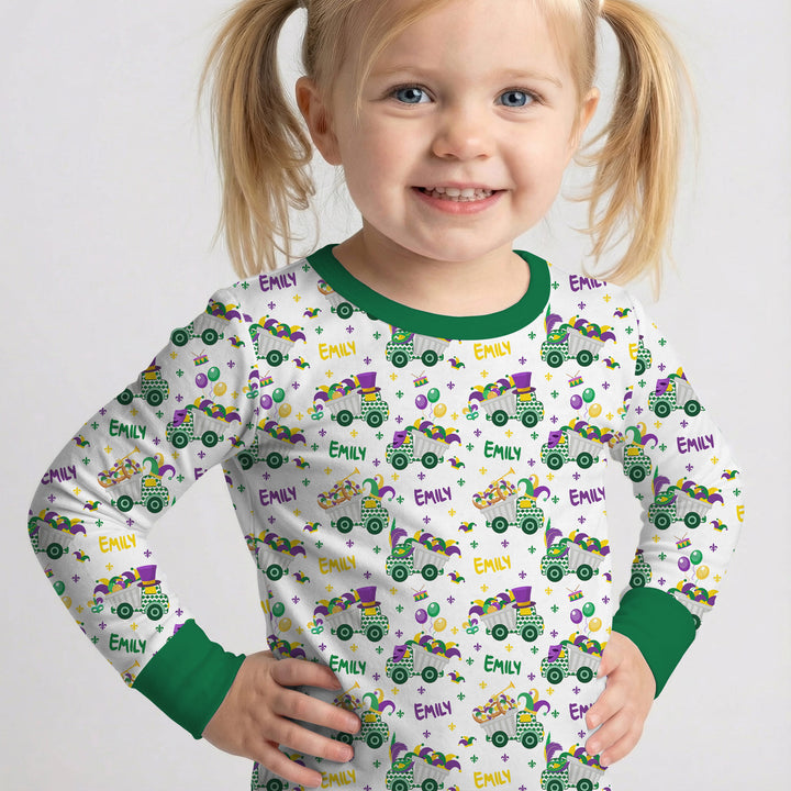 Mardi Gras Trucks Two Piece Long Sleeve Pajama Set
