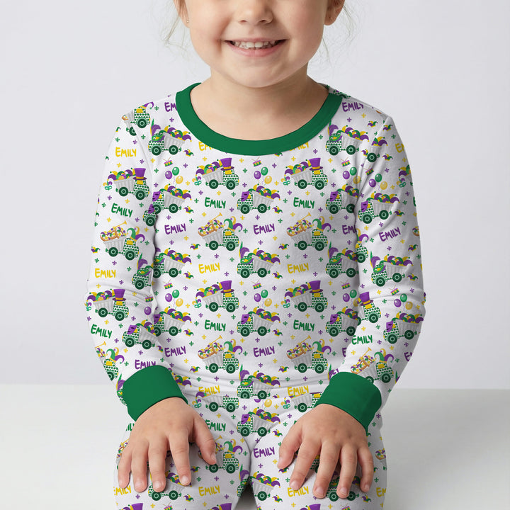 Mardi Gras Trucks Two Piece Long Sleeve Pajama Set