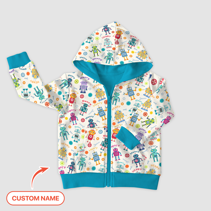 Robo Buddy Squad Custom Name Zip Hoodie