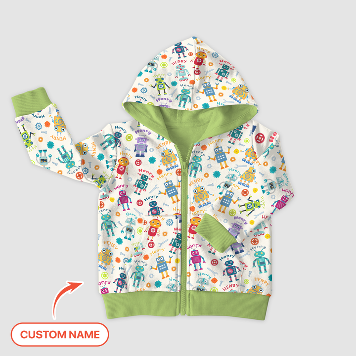 Robo Buddy Squad Custom Name Zip Hoodie