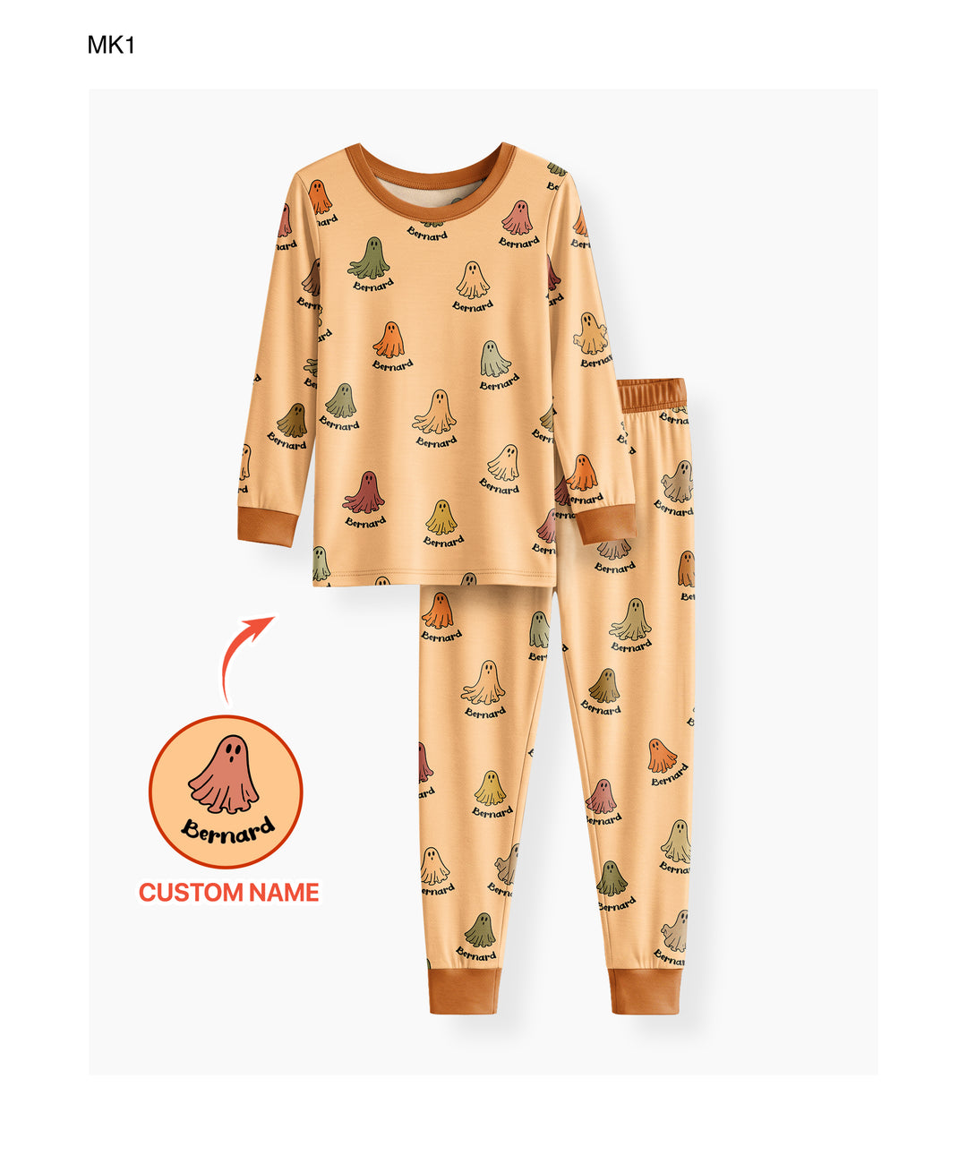 Cute Boo Ghost Vintage Halloween Bamboo Two Piece Long Sleeve Pajama Set