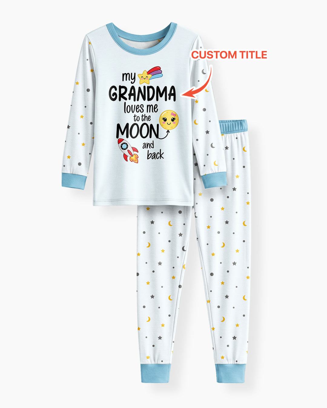 My Grandma Loves Me To The Moon And Back Bamboo Two Piece Long Sleeve Pajama Set